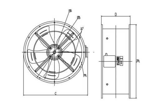 圓框外轉子軸流風機外形尺寸圖